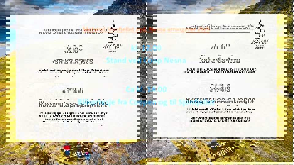 Stand på Nesna og bilkortesje til Sjonfjellet