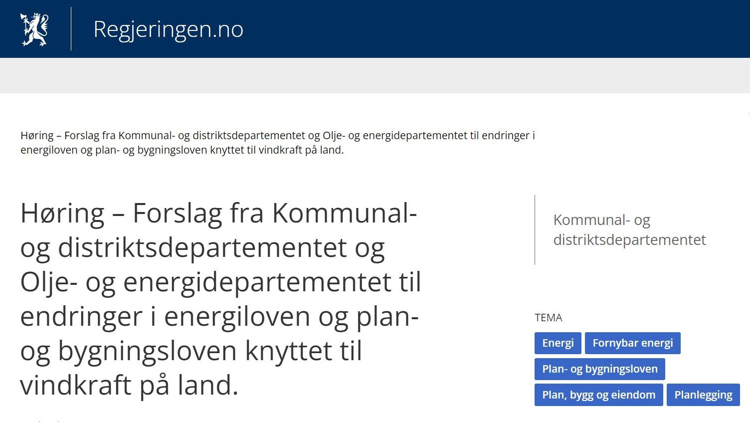 Høringsuttalelse - Motvind Sjonfjellet